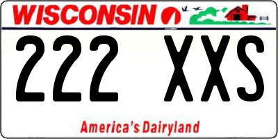 WI license plate 222XXS