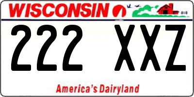 WI license plate 222XXZ