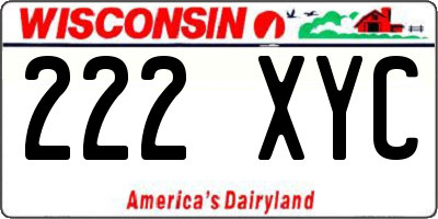WI license plate 222XYC
