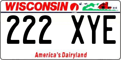 WI license plate 222XYE