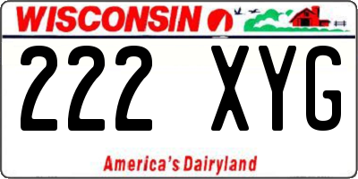 WI license plate 222XYG