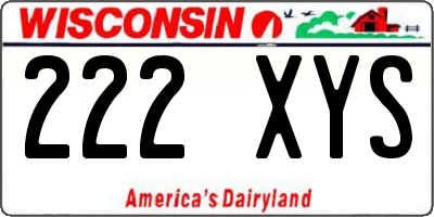 WI license plate 222XYS