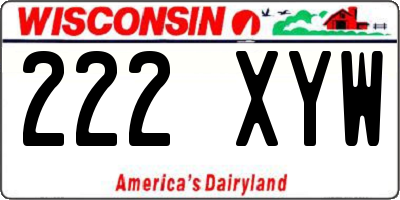 WI license plate 222XYW