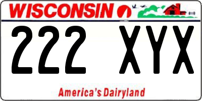 WI license plate 222XYX