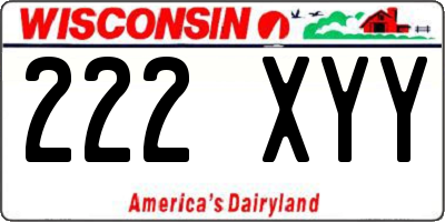 WI license plate 222XYY