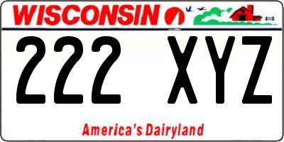 WI license plate 222XYZ