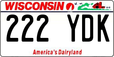 WI license plate 222YDK