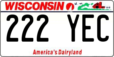 WI license plate 222YEC