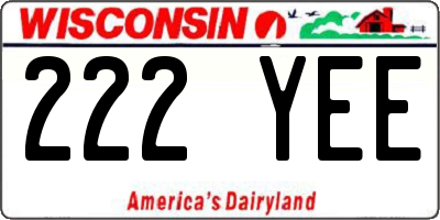 WI license plate 222YEE