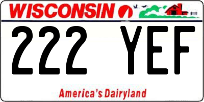WI license plate 222YEF
