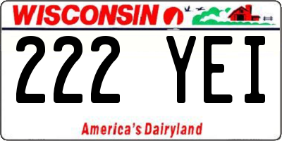 WI license plate 222YEI