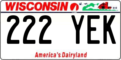 WI license plate 222YEK