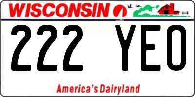 WI license plate 222YEO