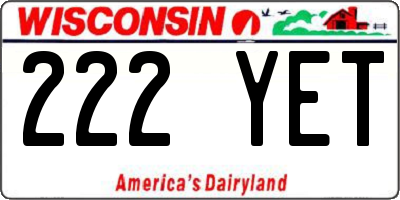 WI license plate 222YET