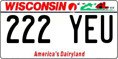 WI license plate 222YEU