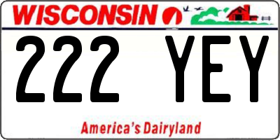 WI license plate 222YEY