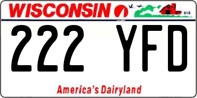 WI license plate 222YFD