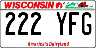 WI license plate 222YFG