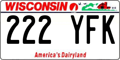 WI license plate 222YFK