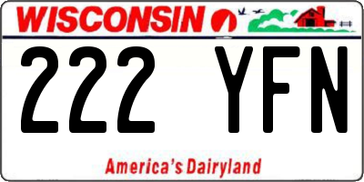 WI license plate 222YFN