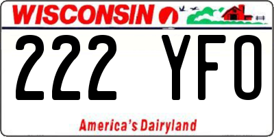 WI license plate 222YFO