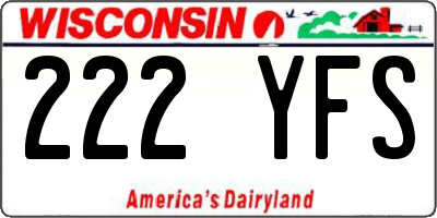 WI license plate 222YFS