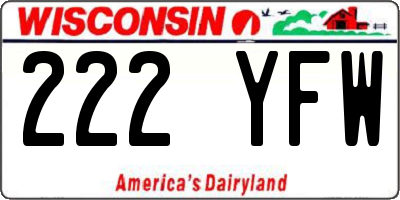 WI license plate 222YFW