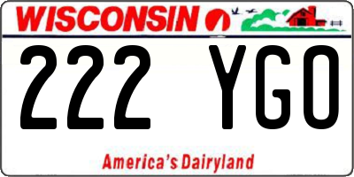 WI license plate 222YGO