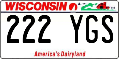 WI license plate 222YGS