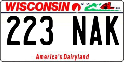 WI license plate 223NAK