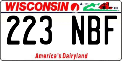 WI license plate 223NBF