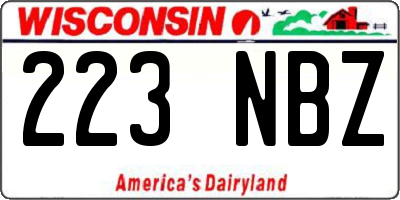 WI license plate 223NBZ