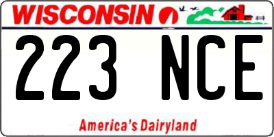 WI license plate 223NCE