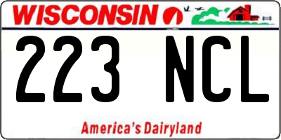 WI license plate 223NCL
