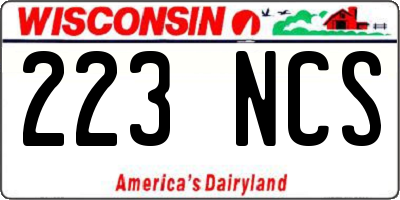 WI license plate 223NCS