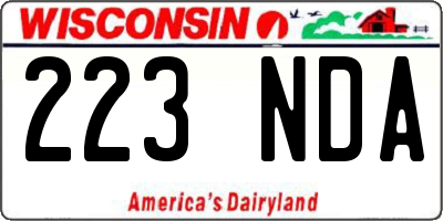 WI license plate 223NDA