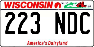 WI license plate 223NDC