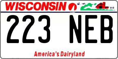 WI license plate 223NEB
