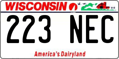 WI license plate 223NEC