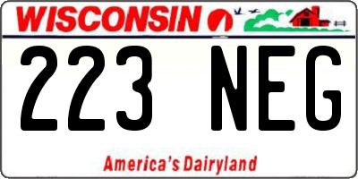 WI license plate 223NEG