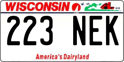 WI license plate 223NEK