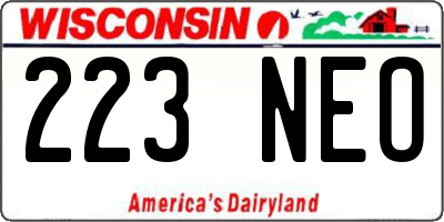 WI license plate 223NEO