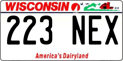 WI license plate 223NEX