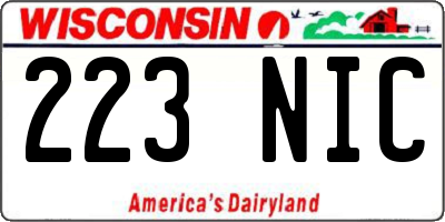 WI license plate 223NIC
