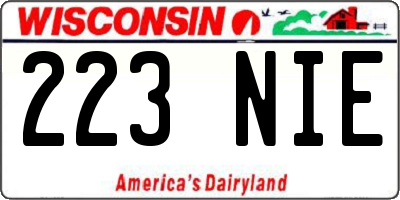 WI license plate 223NIE