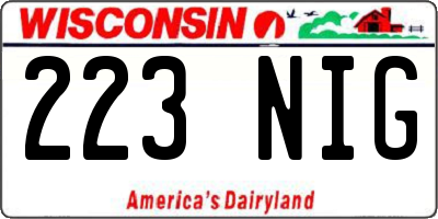 WI license plate 223NIG