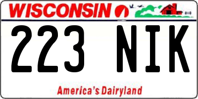 WI license plate 223NIK