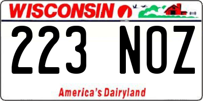 WI license plate 223NOZ
