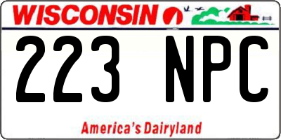 WI license plate 223NPC