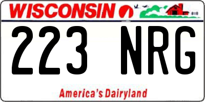 WI license plate 223NRG